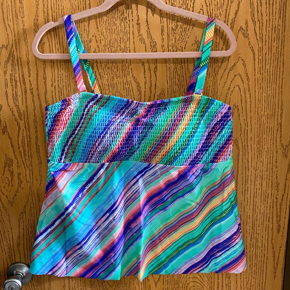 New Smocked bandeau Bodice Tankini Top Swimsuits For All size 18 - Picture 5 of 6